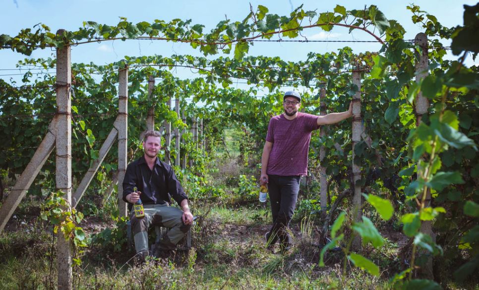 Een foto van Jakub & Filip, de makers van de wijn "sklep 58"